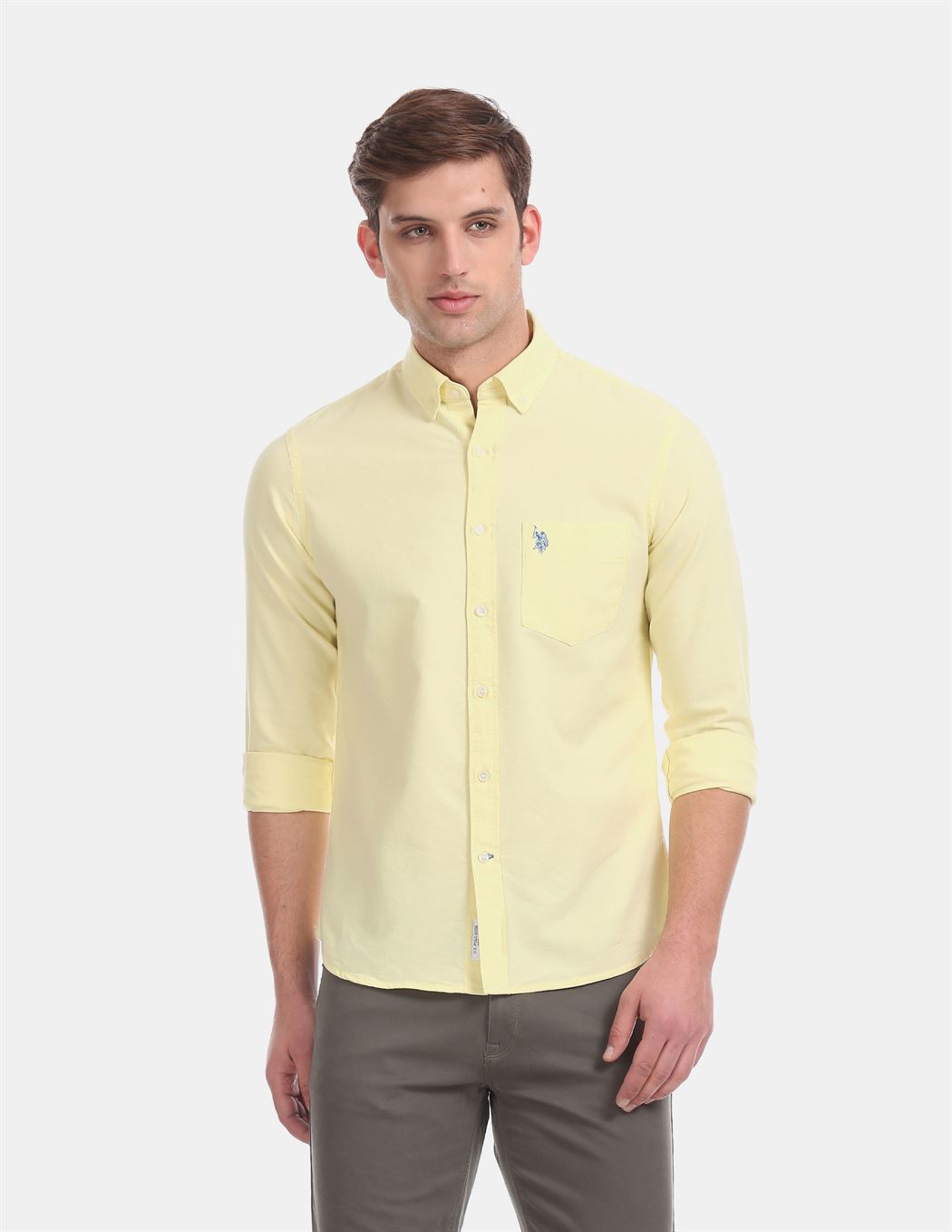 U.S.Polo Assn. Men Casual Wear Yellow Shirt